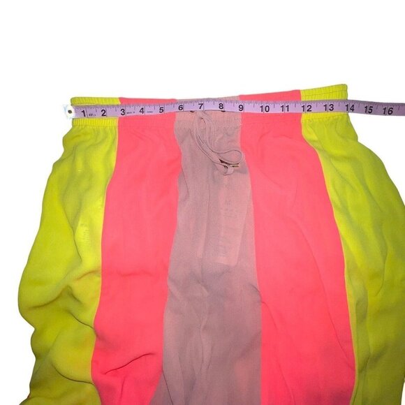 NEW House of CB Margot Women Size Medium Pants Beach Wide Leg Yellow Neon Coral - Picture 7 of 12